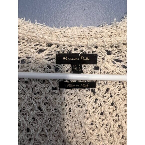 Massimo Dutti Women’s Open Knit Pockets Cream Colored Duster Cardigan SZ S Italy - Picture 5 of 8